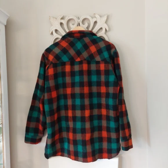 Egmont Red and Green Plaid 1/4 Zip Jacket/Pullover 100% Wool Vintage Medium - Picture 3 of 6